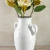 18in Tall Andra Ceramic White Glazed Jar Vase