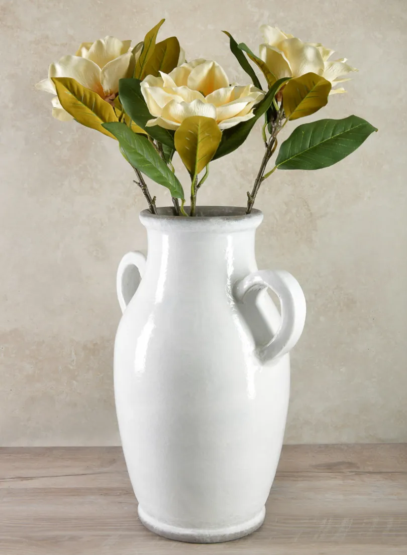 18in Tall Andra Ceramic White Glazed Jar Vase