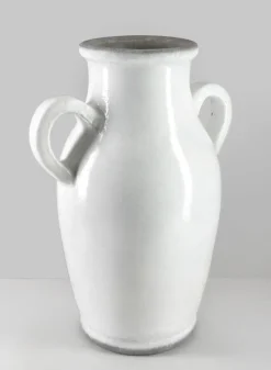 18in Tall Andra Ceramic White Glazed Jar Vase