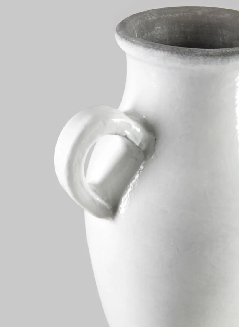 18in Tall Andra Ceramic White Glazed Jar Vase