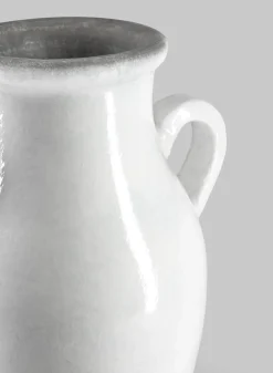 18in Tall Andra Ceramic White Glazed Jar Vase