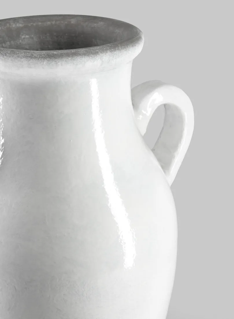 18in Tall Andra Ceramic White Glazed Jar Vase