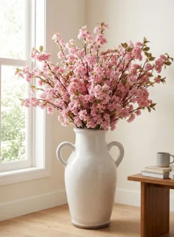 18in Tall Andra Ceramic White Glazed Jar Vase