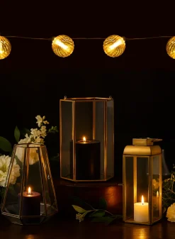 10.5in Tall Antique Brass Octagon Lantern