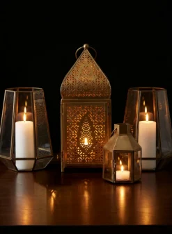 10.5in Tall Antique Brass Octagon Lantern