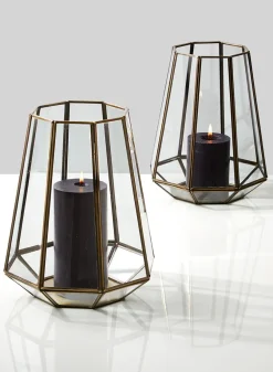 10.5in Tall Antique Brass Octagon Lantern