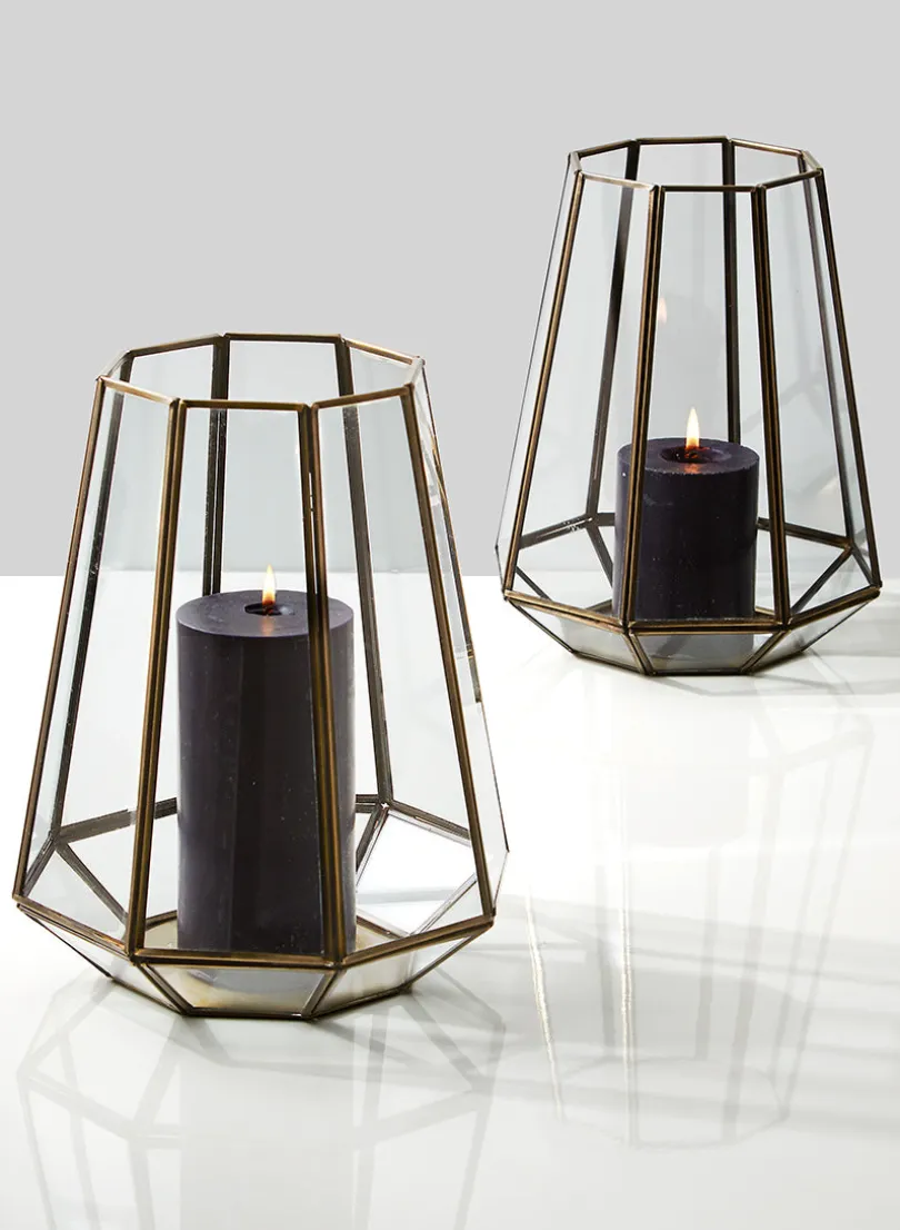 10.5in Tall Antique Brass Octagon Lantern
