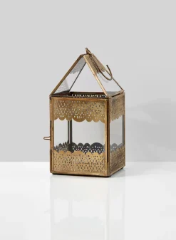 8in Tall Antiqued Rust Bronze Ajmer Square Lantern