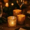 2.5in Tall Antique Light Gold Tapered Glass Votive Holder, Set of 6