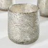 3.5in Tall Antique Platinum Glass Candle Holders, Set of 4