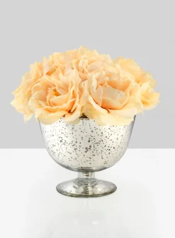 5in Tall Antique Silver Glass Bowl, Set of 2