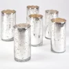4in Tall Antique Silver Glass Cylinders, Set of 6