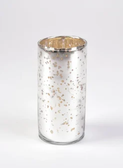 4in Tall Antique Silver Glass Cylinders, Set of 6