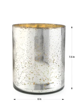 7.5in Tall Antique Silver Glass Cylinder