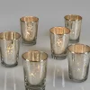 3.5in Tall Antique Silver Tapered Glass Votive Holder, Set of 6