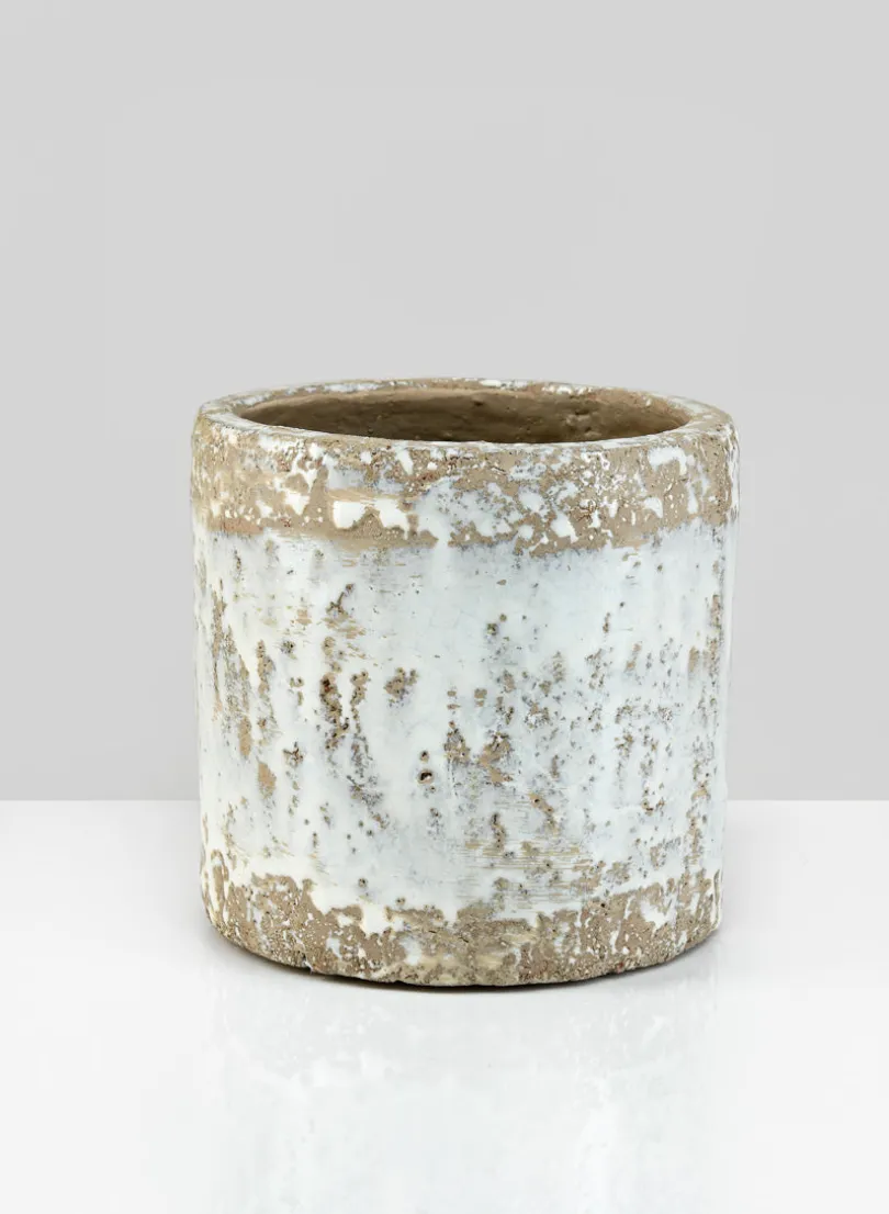 5.5in Tall Antique White Jardin Pot