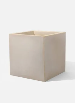 15.5in Tall Antique White Stone Cuadro Planter