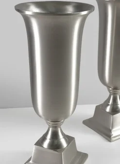 14.5in Tall Araami Matte Silver Aluminum Urn