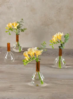 5in Tall Archimedes Amber Tip Glass Vase, Mini, Set of 4