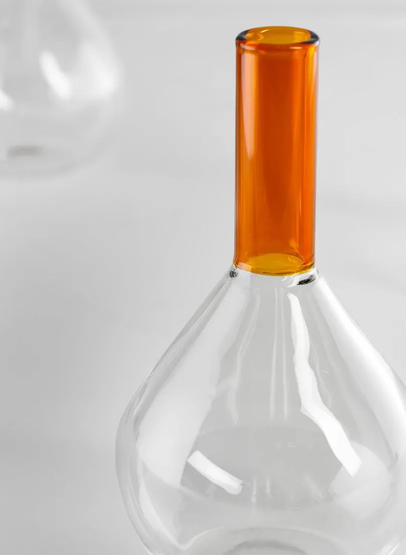 5in Tall Archimedes Amber Tip Glass Vase, Mini, Set of 4