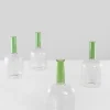 5in Tall Archimedes Green Tip Tubular Glass Vase, Mini, Set of 4