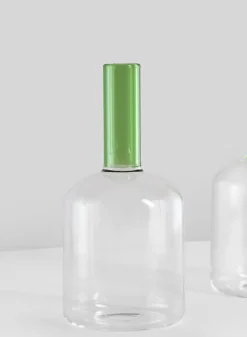 5in Tall Archimedes Green Tip Tubular Glass Vase, Mini, Set of 4
