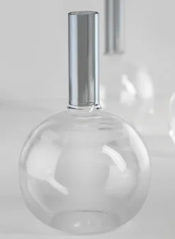 5in Tall Archimedes Smoke Tip Ball Glass Vase, Mini, Set of 4