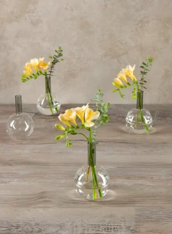 5in Tall Archimedes Smoke Tip Ball Glass Vase, Mini, Set of 4