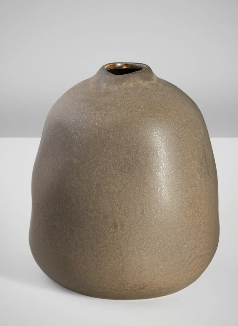 7.5in Tall Atelier Nature Tan Ceramic Vase