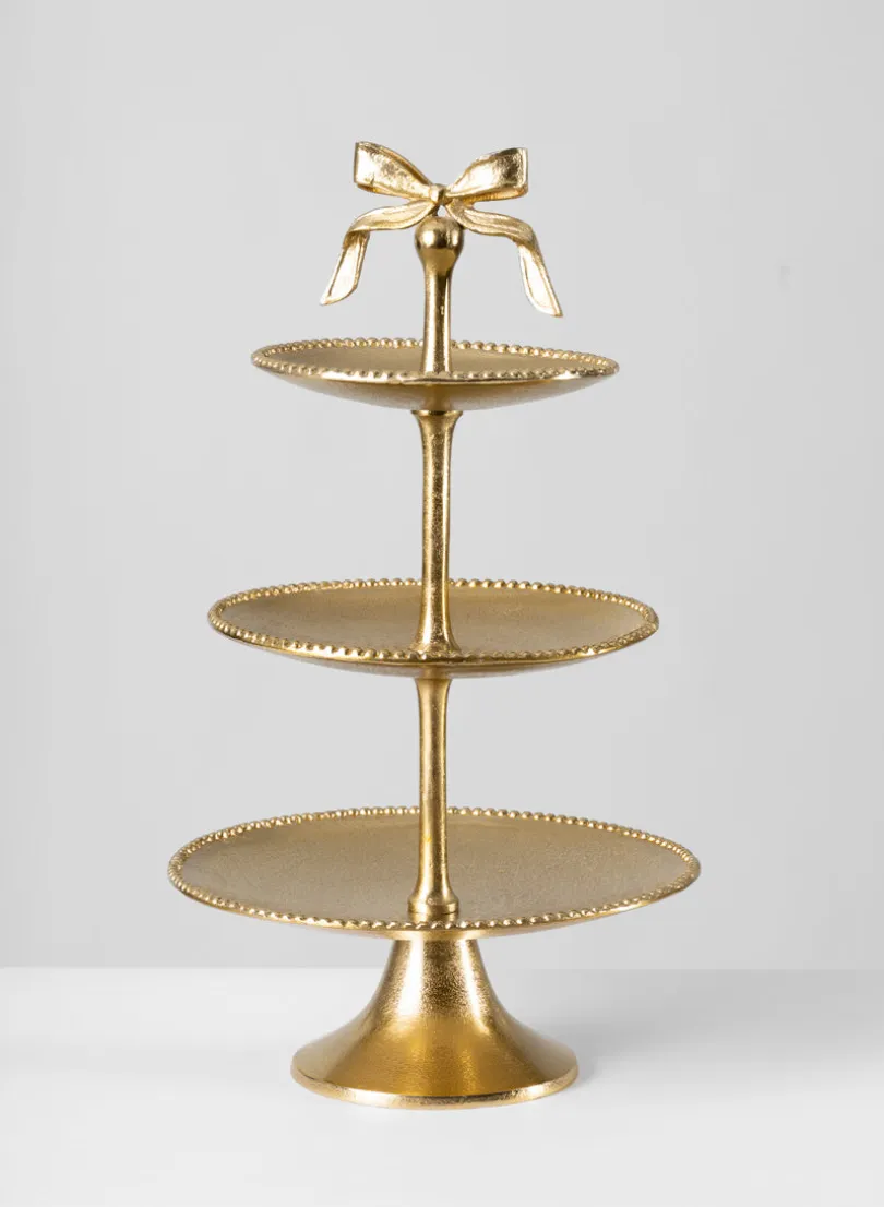 21in Tall Atelier 3 Tier Gold Display Metal Stand