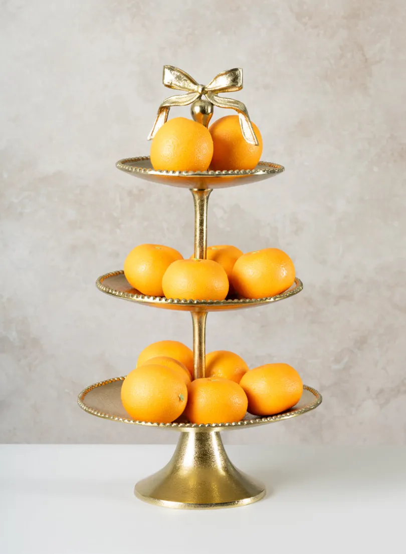 21in Tall Atelier 3 Tier Gold Display Metal Stand