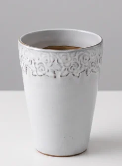 6in Tall Aurelie Rose Border Ceramic Cachepot, Set of 4