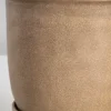 7.5in Tall Azra Dark Brown Ceramic Pot with Saucer
