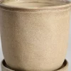 5in Tall Azra Light Brown Ceramic Pot with Saucer