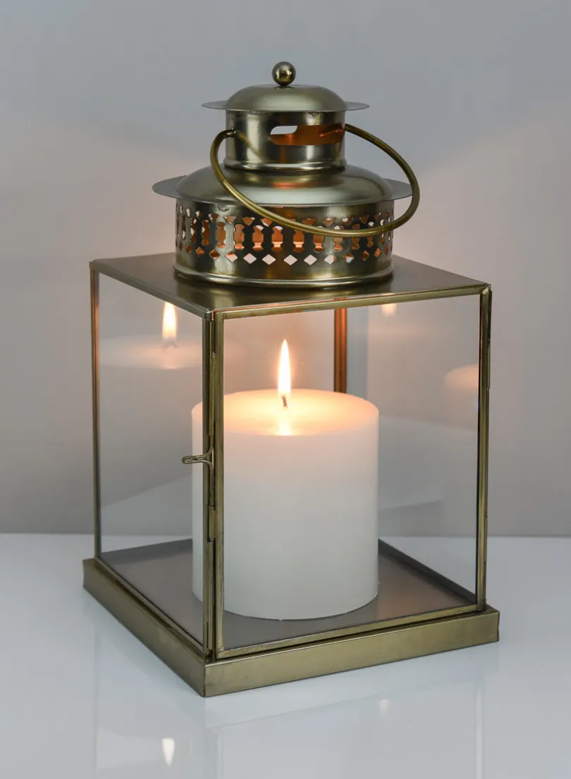 12in Tall Behnam Gold Lantern
