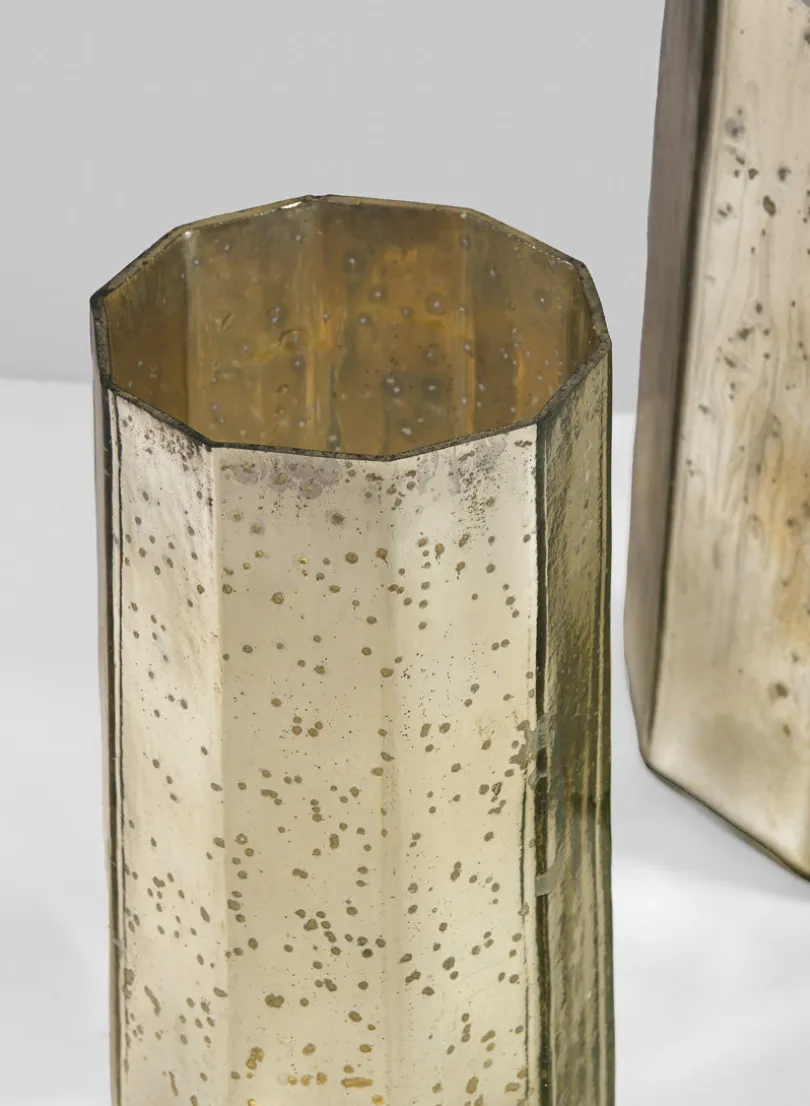 8in Tall Behram Old Silver Mercury Glass Vase