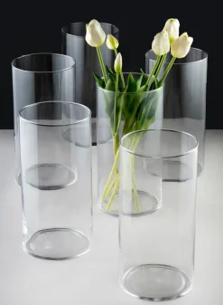 12in Tall Best Value Glass Cylinder Vase, Set of 6