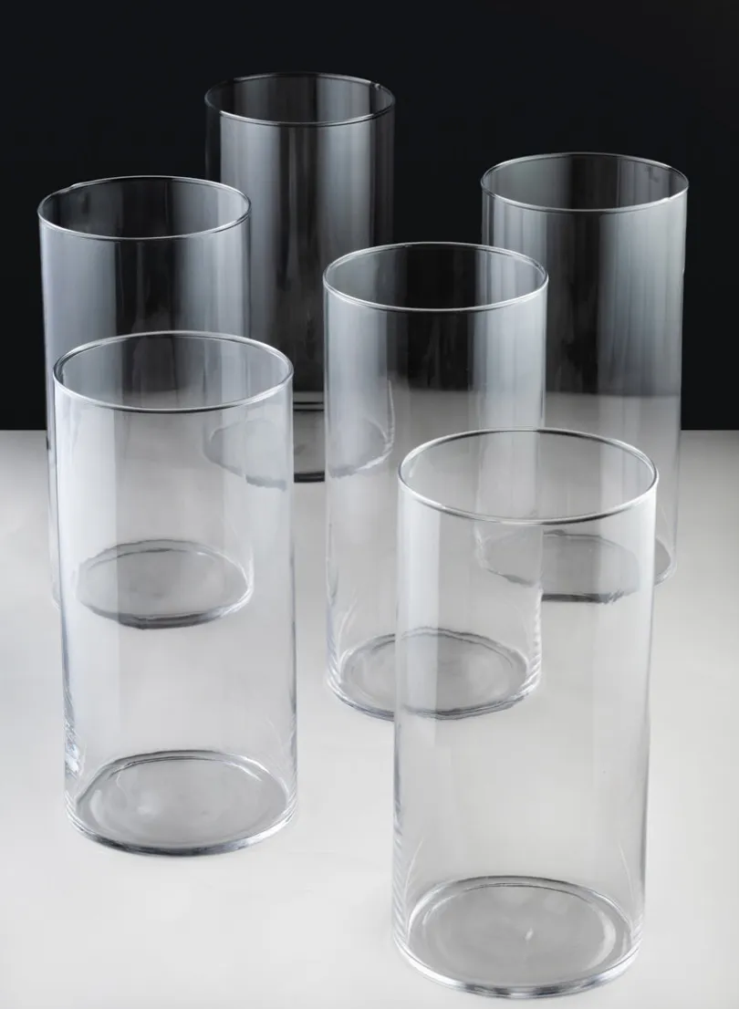 12in Tall Best Value Glass Cylinder Vase, Set of 6