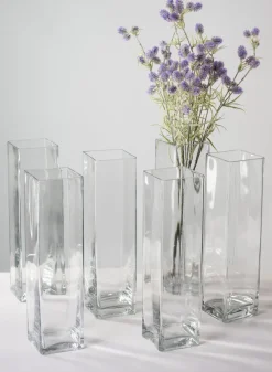 15in Tall Best Value Square Glass Vase, Case of 6