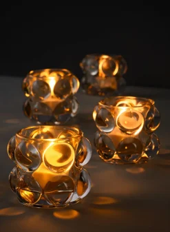 2.5in Tall Bijoux Tea Glass Light Holder, Set of 4