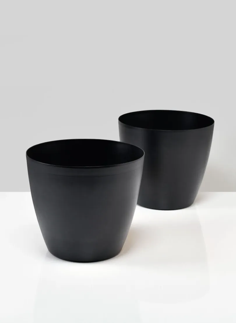 5.5in Tall Black Elegance Iron Cachepot, Set of 2
