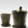 9in Tall Black Mossed Wide Rim Rose Pot