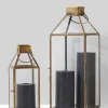16in Tall Bombay Square Gold Lantern, Large