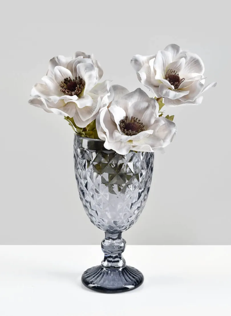 7in Tall Bombon Smoke Glass Goblet