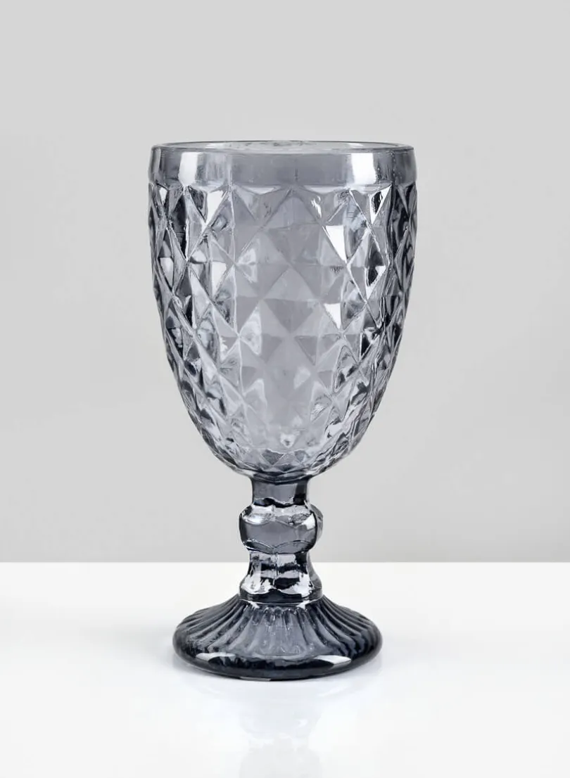 7in Tall Bombon Smoke Glass Goblet