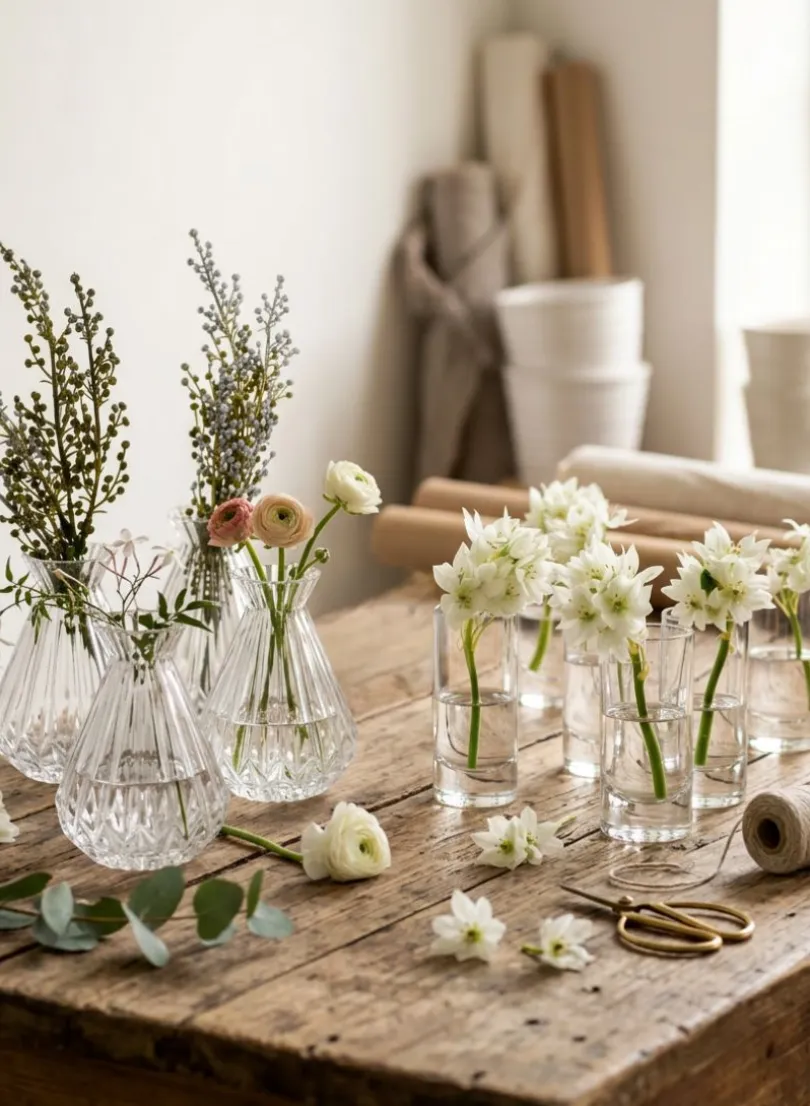 4.5in Tall Bonbon Glass Bud Vase, Set of 4