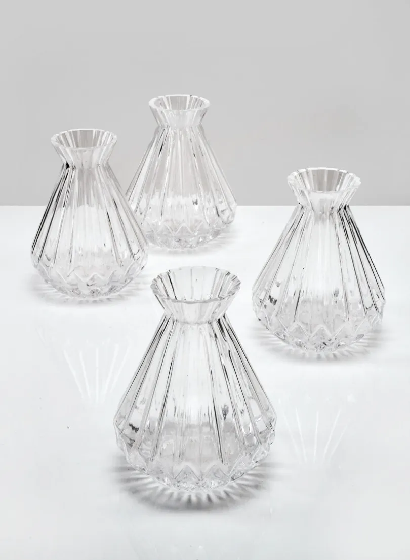 4.5in Tall Bonbon Glass Bud Vase, Set of 4