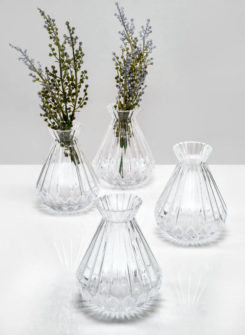 4.5in Tall Bonbon Glass Bud Vase, Set of 4