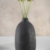 13in Tall Braga Aged Black Ceramic Deco Vase
