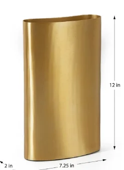 12in Tall Bretagne Matte Gold Curved Aluminum Vase